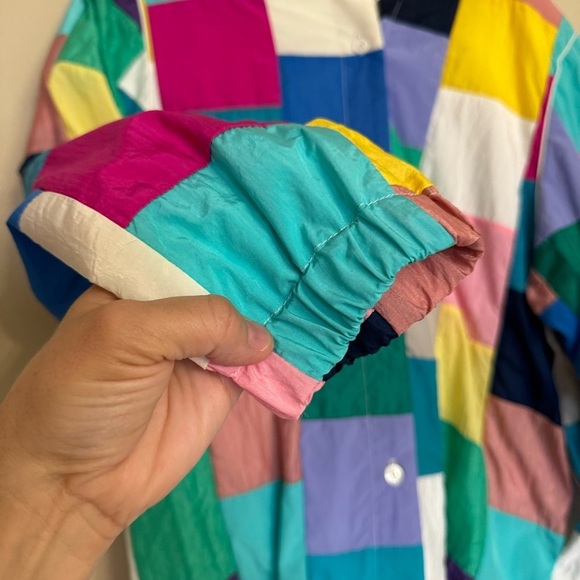 Vinta RARE Marguerite Rubel Patchwork Coat Jacket Of Many Colors Size L Retro - Picture 8 of 16